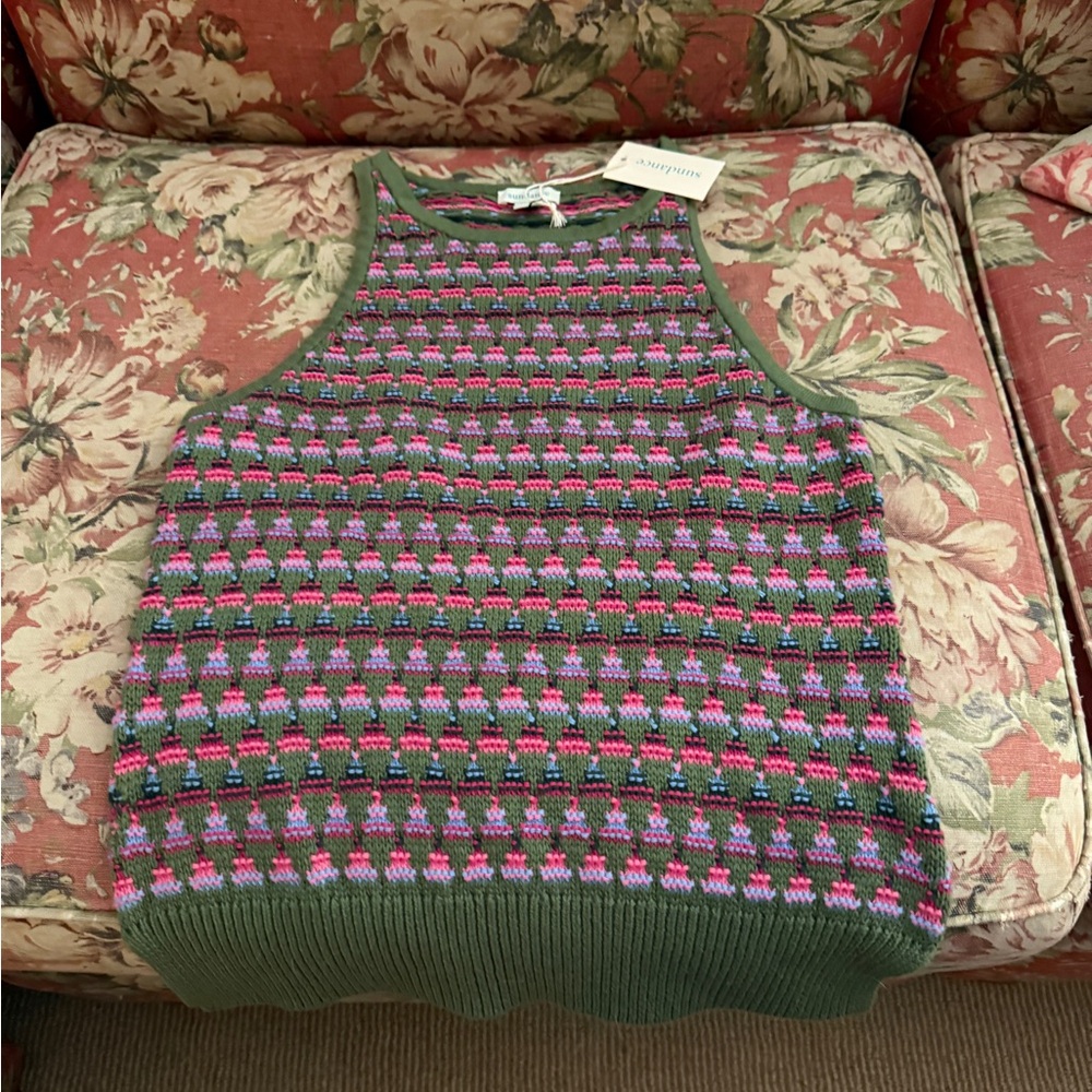 Sundance Green and Pink Knit Tank